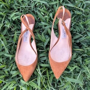 Jimmy Choo Brown Suede Ankle Strap Block Heel Size 38.5